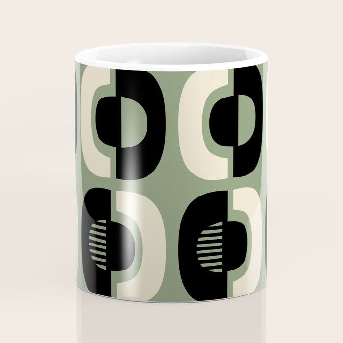 Mid Century Modern Decor 114 Black and Sage Green Coffee Mug Gallery Image 4