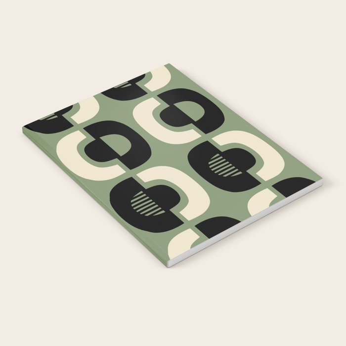 Mid Century Modern Decor 114 Black and Sage Green Notebook Gallery Image 2