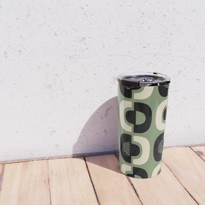 Mid Century Modern Decor 114 Black and Sage Green Travel Mug Gallery Image 4