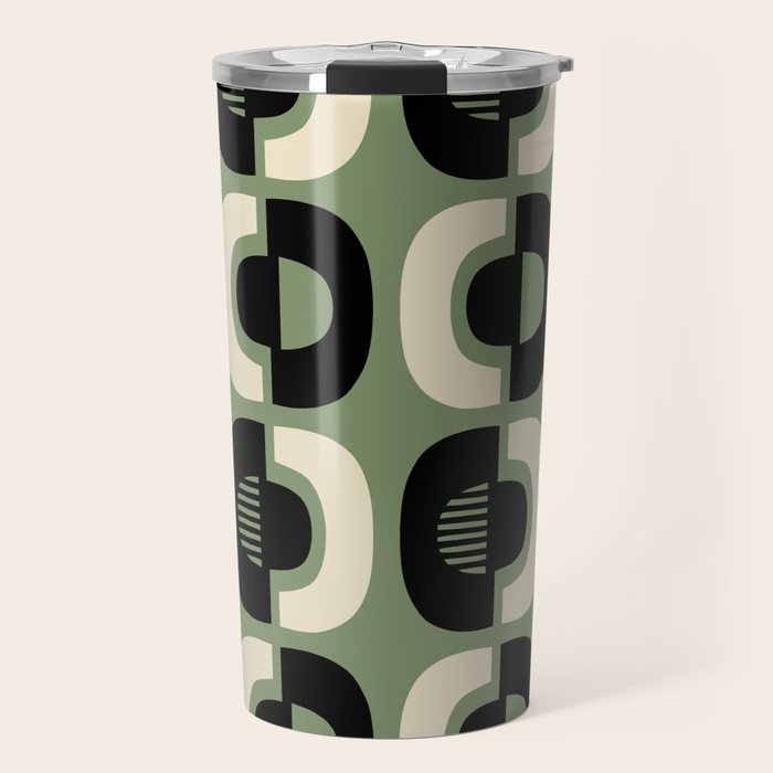 Mid Century Modern Decor 114 Black and Sage Green Travel Mug Gallery Image 1