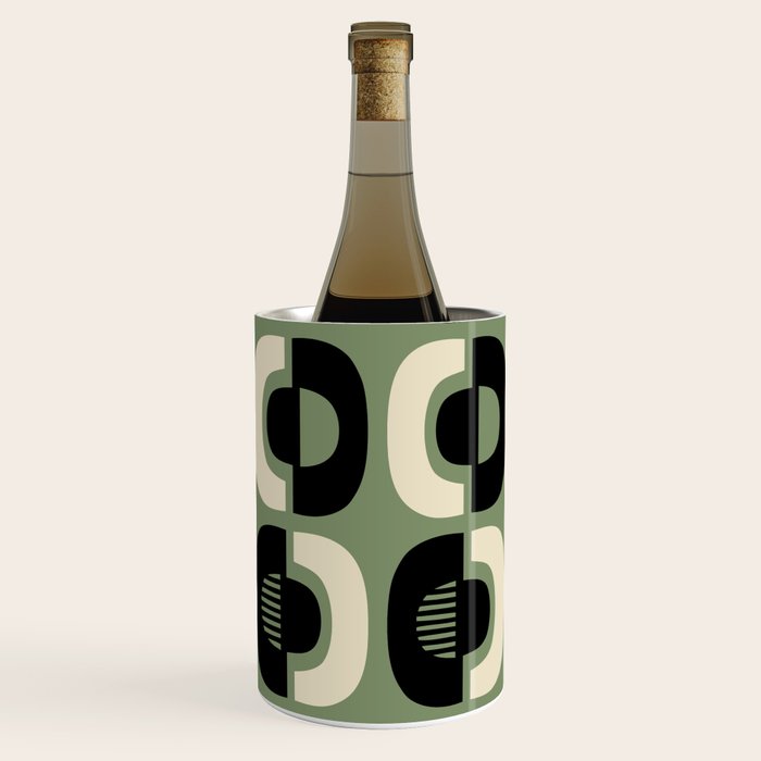 Mid Century Modern Decor 114 Black and Sage Green Wine Chiller Gallery Image 3