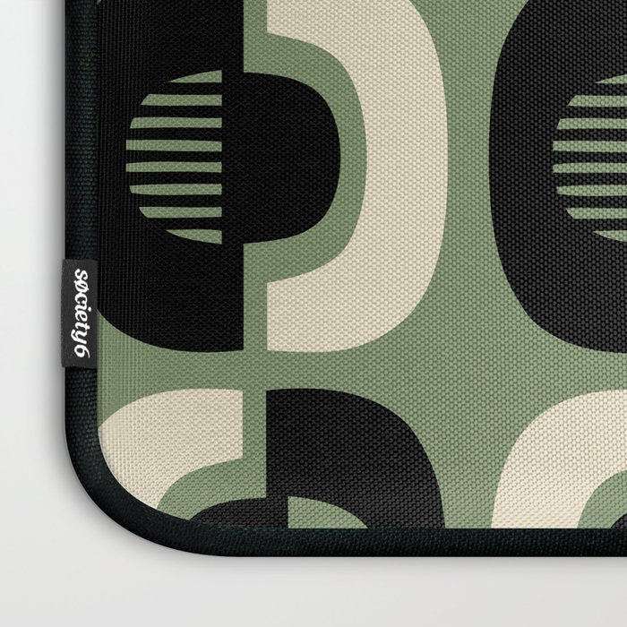 Mid Century Modern Decor 114 Black and Sage Green Laptop Sleeve Gallery Image 3