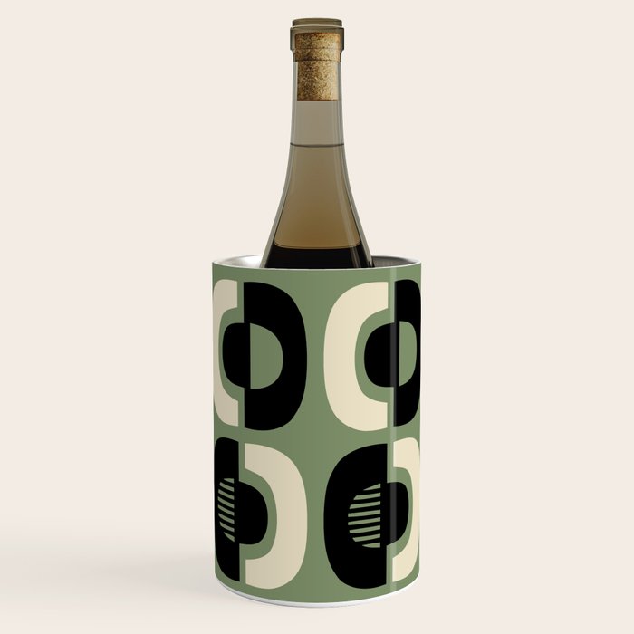 Mid Century Modern Decor 114 Black and Sage Green Wine Chiller Gallery Image 1
