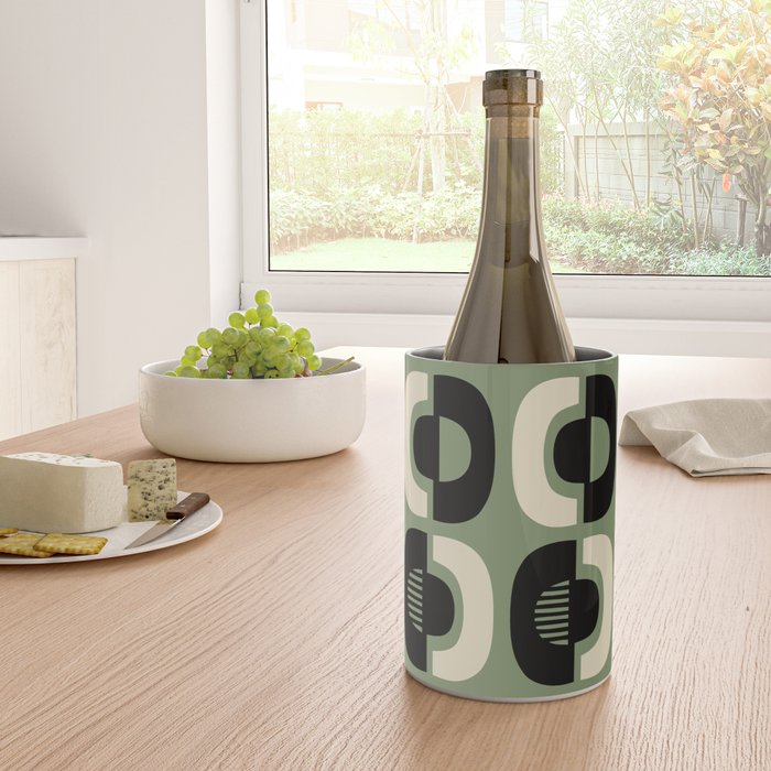 Mid Century Modern Decor 114 Black and Sage Green Wine Chiller Gallery Image 4