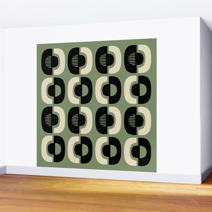 Mid Century Modern Decor 114 Black and Sage Green Wall Mural Gallery Image 2
