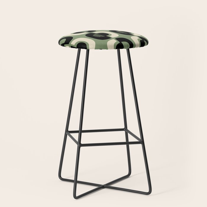 Mid Century Modern Decor 114 Black and Sage Green Stool Gallery Image 1