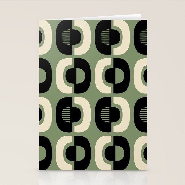 Mid Century Modern Decor 114 Black and Sage Green Stationery Card Gallery Image 2