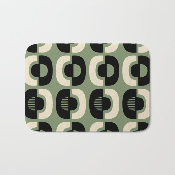 Mid Century Modern Decor 114 Black and Sage Green Bath Mat Gallery Image 1