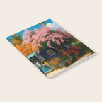 The Sunday Picnickers; tropical African American family landscape painting with flower blossoms and cottages  Notebook Gallery Image 2