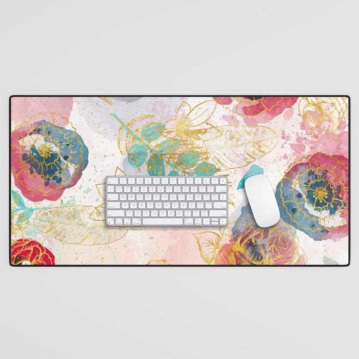 Golden flowers Desk Mat Gallery Image 1