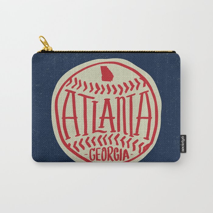 Atlanta Georgia Baseball - Hand Drawn, Script Typography Carry All Pouch Gallery Image 1