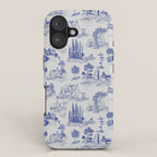 Toile de Jouy Vintage French Romantic Pastoral Navy Blue iPhone Case Gallery Image 1