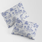 Toile de Jouy Vintage French Romantic Pastoral Navy Blue Pillow Sham Gallery Image 3