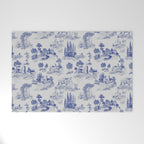 Toile de Jouy Vintage French Romantic Pastoral Navy Blue Welcome Mat Gallery Image 1