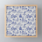 Toile de Jouy Vintage French Romantic Pastoral Navy Blue Mini Art Print Gallery Image 1