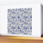 Toile de Jouy Vintage French Romantic Pastoral Navy Blue Wall Mural Gallery Image 2