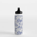 Toile de Jouy Vintage French Romantic Pastoral Navy Blue Water Bottle Gallery Image 3
