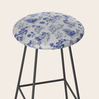Toile de Jouy Vintage French Romantic Pastoral Navy Blue Stool Gallery Image 2