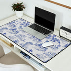 Toile de Jouy Vintage French Romantic Pastoral Navy Blue Desk Mat Gallery Image 2