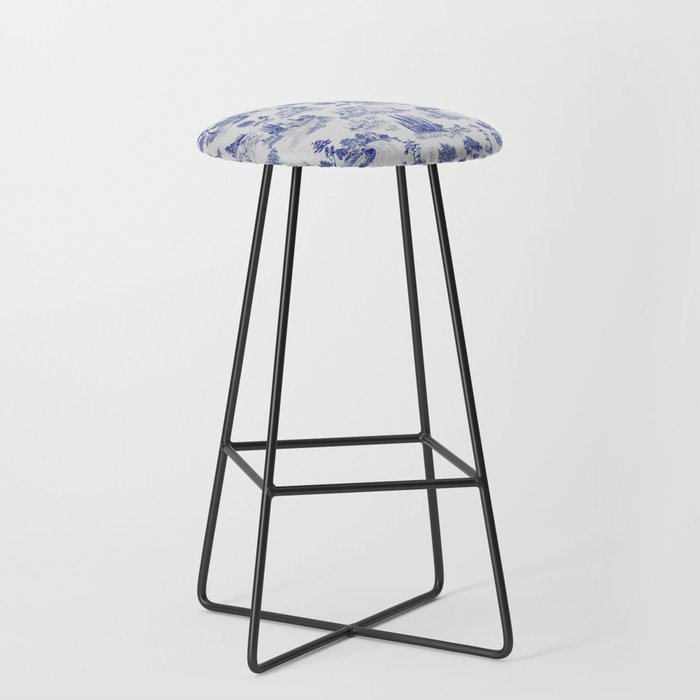 Toile de Jouy Vintage French Romantic Pastoral Navy Blue Stool Gallery Image 1