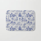 Toile de Jouy Vintage French Romantic Pastoral Navy Blue Bath Mat Gallery Image 1