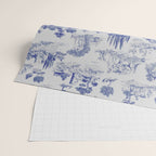 Toile de Jouy Vintage French Romantic Pastoral Navy Blue Wrapping Paper Gallery Image 2
