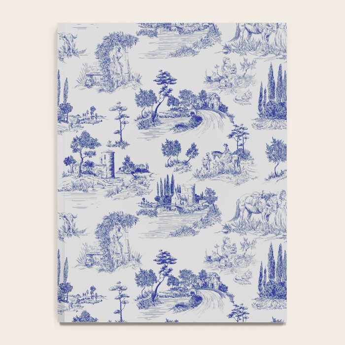 Toile de Jouy Vintage French Romantic Pastoral Navy Blue Notebook Gallery Image 4