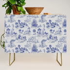 Toile de Jouy Vintage French Romantic Pastoral Navy Blue Credenza Gallery Image 1
