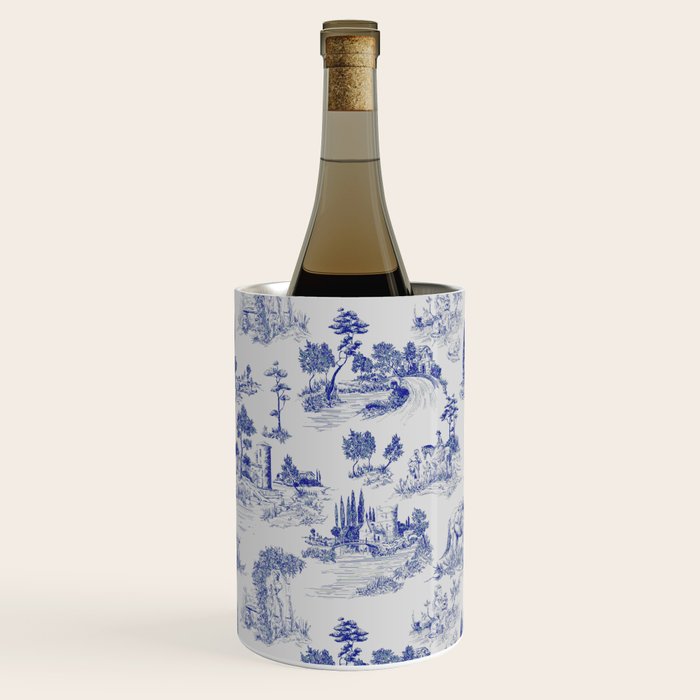 Toile de Jouy Vintage French Romantic Pastoral Navy Blue Wine Chiller Gallery Image 2