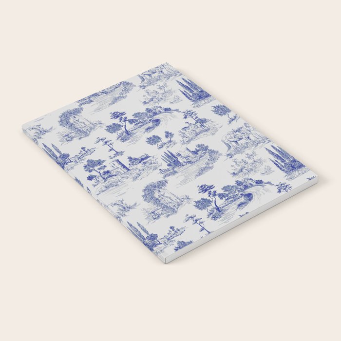 Toile de Jouy Vintage French Romantic Pastoral Navy Blue Notebook Gallery Image 2