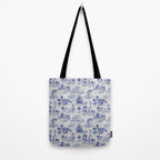 Toile de Jouy Vintage French Romantic Pastoral Navy Blue Tote Bag Gallery Image 2