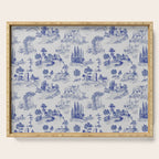 Toile de Jouy Vintage French Romantic Pastoral Navy Blue Serving Tray Gallery Image 1