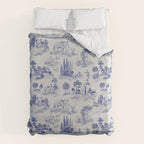 Toile de Jouy Vintage French Romantic Pastoral Navy Blue Duvet Cover Gallery Image 6