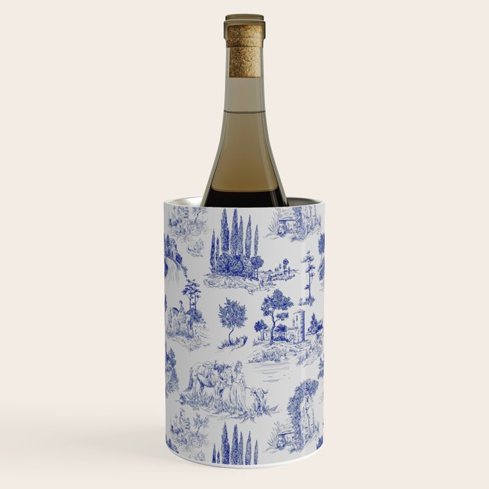 Toile de Jouy Vintage French Romantic Pastoral Navy Blue Wine Chiller Gallery Image 1