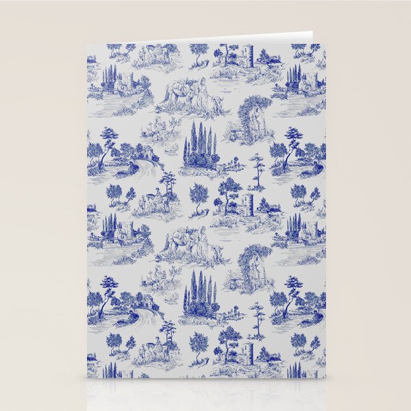 Toile de Jouy Vintage French Romantic Pastoral Navy Blue Stationery Card Gallery Image 2