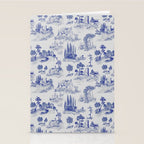 Toile de Jouy Vintage French Romantic Pastoral Navy Blue Stationery Card Gallery Image 2
