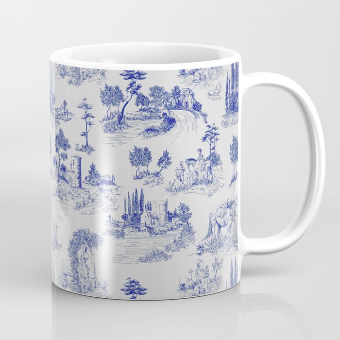 Toile de Jouy Vintage French Romantic Pastoral Navy Blue Coffee Mug Gallery Image 1