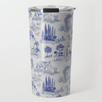 Toile de Jouy Vintage French Romantic Pastoral Navy Blue Travel Mug Gallery Image 1