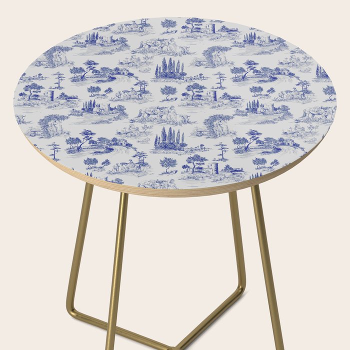 Toile de Jouy Vintage French Romantic Pastoral Navy Blue Side Table Gallery Image 2