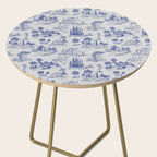 Toile de Jouy Vintage French Romantic Pastoral Navy Blue Side Table Gallery Image 2