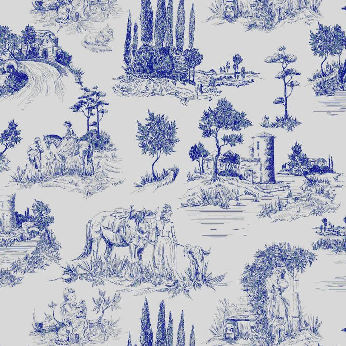 Toile de Jouy Vintage French Romantic Pastoral Navy Blue Coffee Mug Gallery Image 2