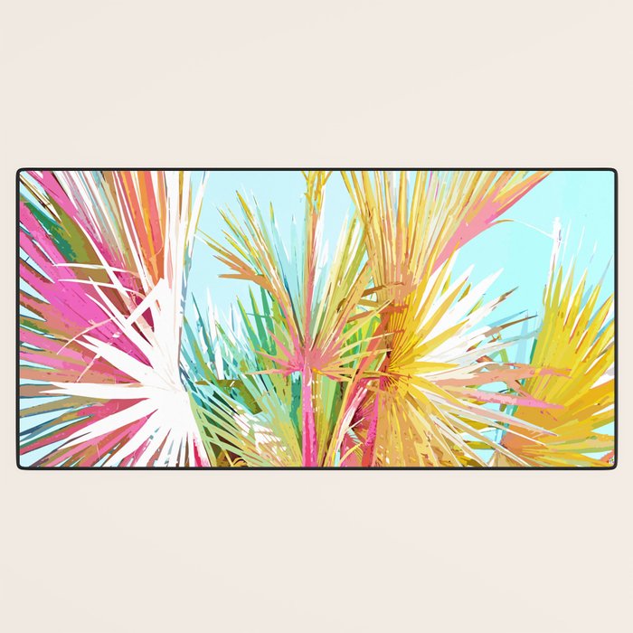 Beachy Pastel Palm Jungle | Botanical Digital Painting | Nature Plants Tropical Boho Blush Desk Mat Gallery Image 3