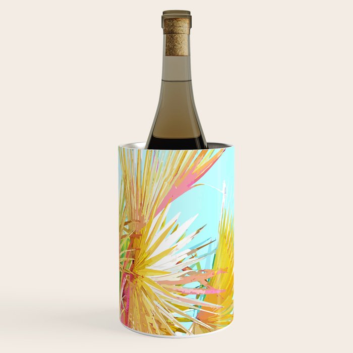Beachy Pastel Palm Jungle | Botanical Digital Painting | Nature Plants Tropical Boho Blush Wine Chiller Gallery Image 3