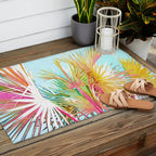 Beachy Pastel Palm Jungle | Botanical Digital Painting | Nature Plants Tropical Boho Blush Outdoor Rug Gallery Image 2
