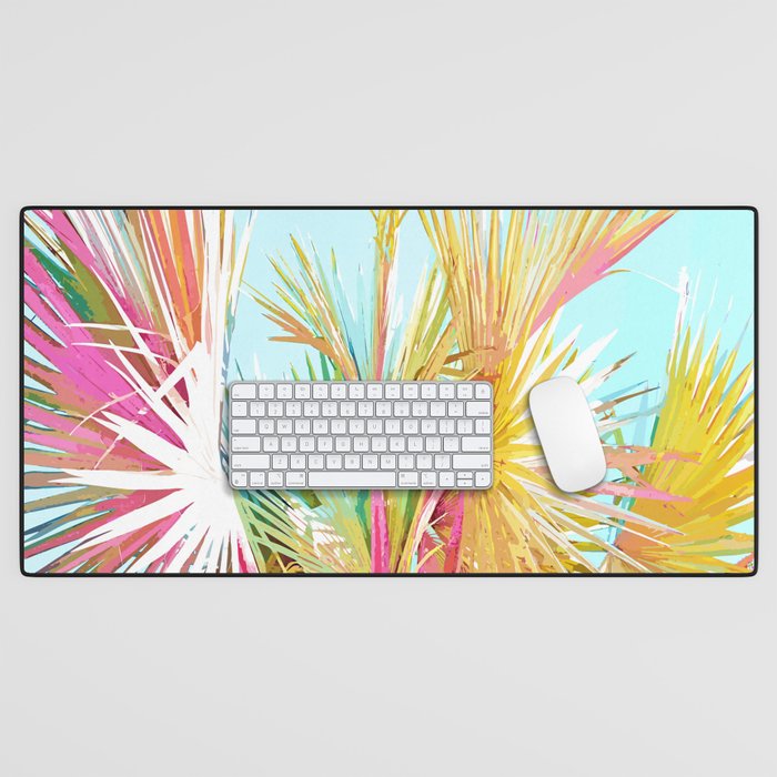 Beachy Pastel Palm Jungle | Botanical Digital Painting | Nature Plants Tropical Boho Blush Desk Mat Gallery Image 1