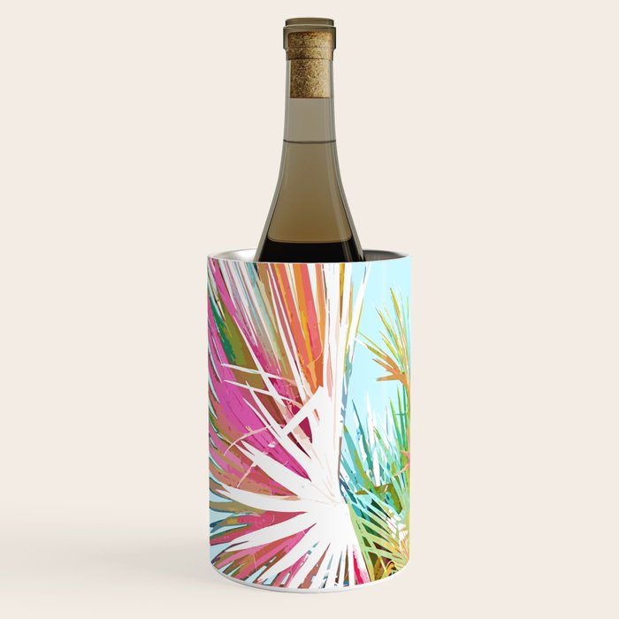 Beachy Pastel Palm Jungle | Botanical Digital Painting | Nature Plants Tropical Boho Blush Wine Chiller Gallery Image 2