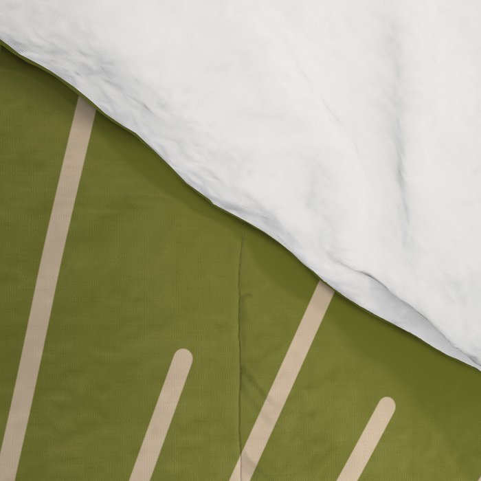Mid-Century Modern Sunburst - Minimalist Sun in Mid Mod Beige and Olive Green Comforter Gallery Image 4