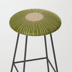 Mid-Century Modern Sunburst - Minimalist Sun in Mid Mod Beige and Olive Green Stool Gallery Image 2