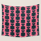 Eclectic Floral Jonnty Flowers and Stripes Pattern in Rich Pink and Dark Blue Wall Tapestry Gallery Image 4