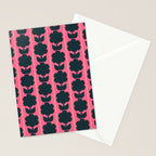 Eclectic Floral Jonnty Flowers and Stripes Pattern in Rich Pink and Dark Blue Stationery Card Gallery Image 2